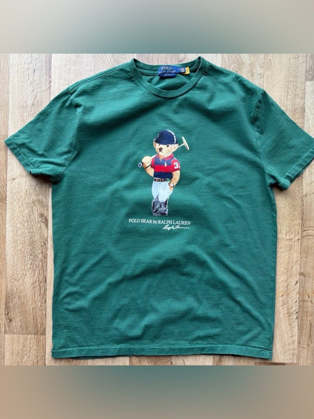 Ralph Lauren Polo Bear Green Crewneck Tee - Kids
